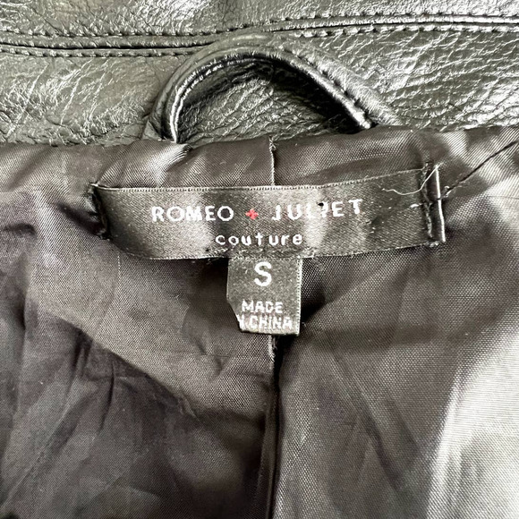 Romeo & Juliet Vegan Leather Moto Jacket Black Size Small - Picture 5 of 13